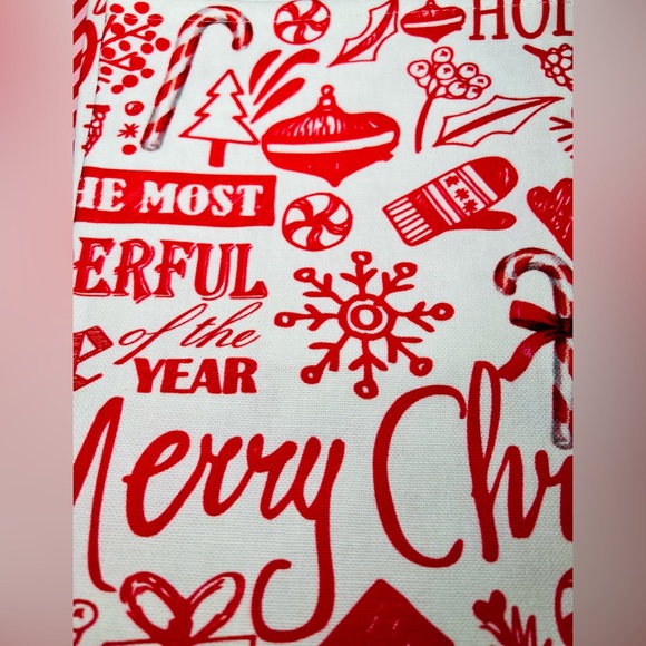 2 Christmas Red Holiday Images Kitchen Tea Towels Reindeer Believe Merry Joy - Picture 16 of 16